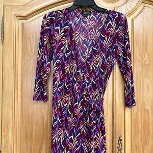 Multicolor TAHARI by Arthur S Levine Size 4 Wrap Dress with 3/4 Sleeve